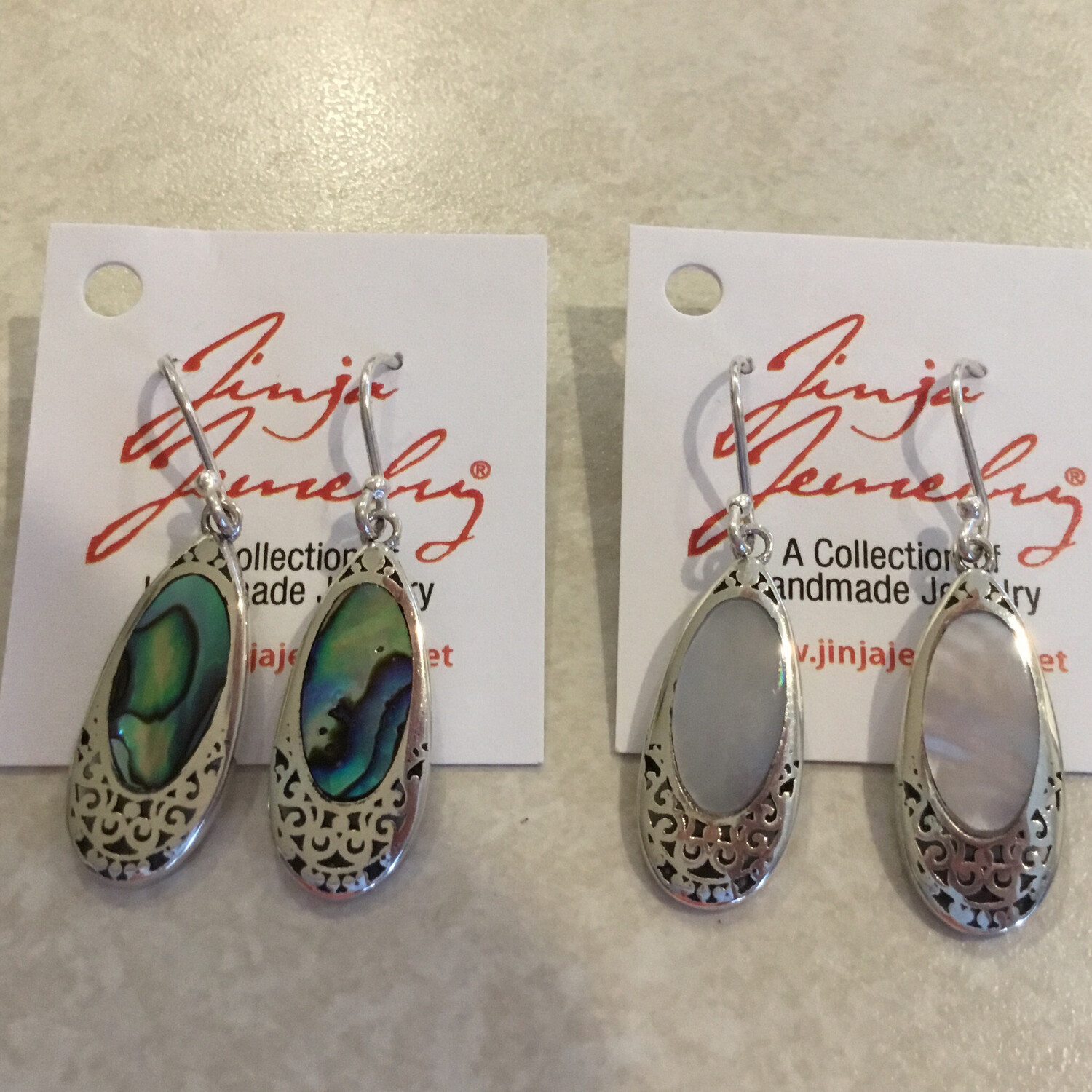 Sterling Silver Small Abalone Or Mother Of Pearl Earrings
