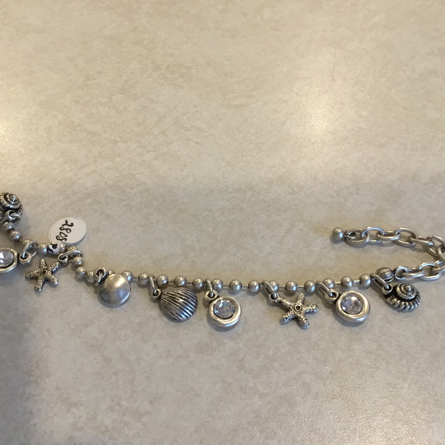 Handmade Pewter Bracelet With Sea Creatures And Crystals 2808