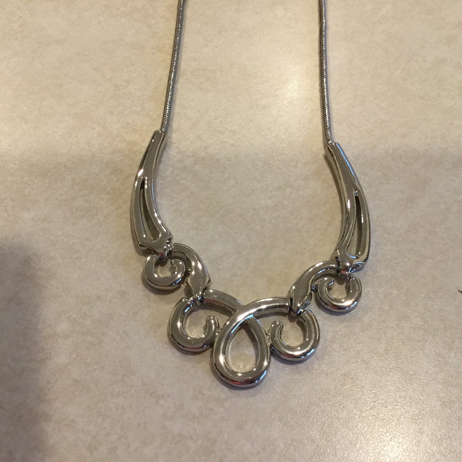 Short Rhodium Plated Necklace