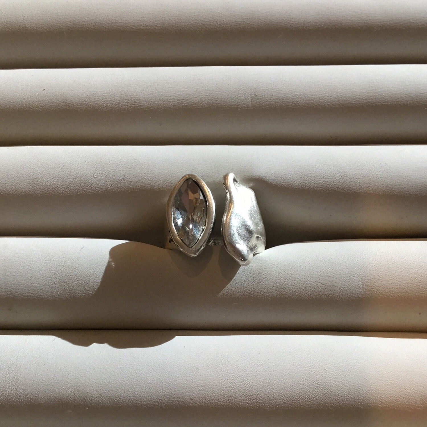 Handmade Pewter Ring With Clear Crystal