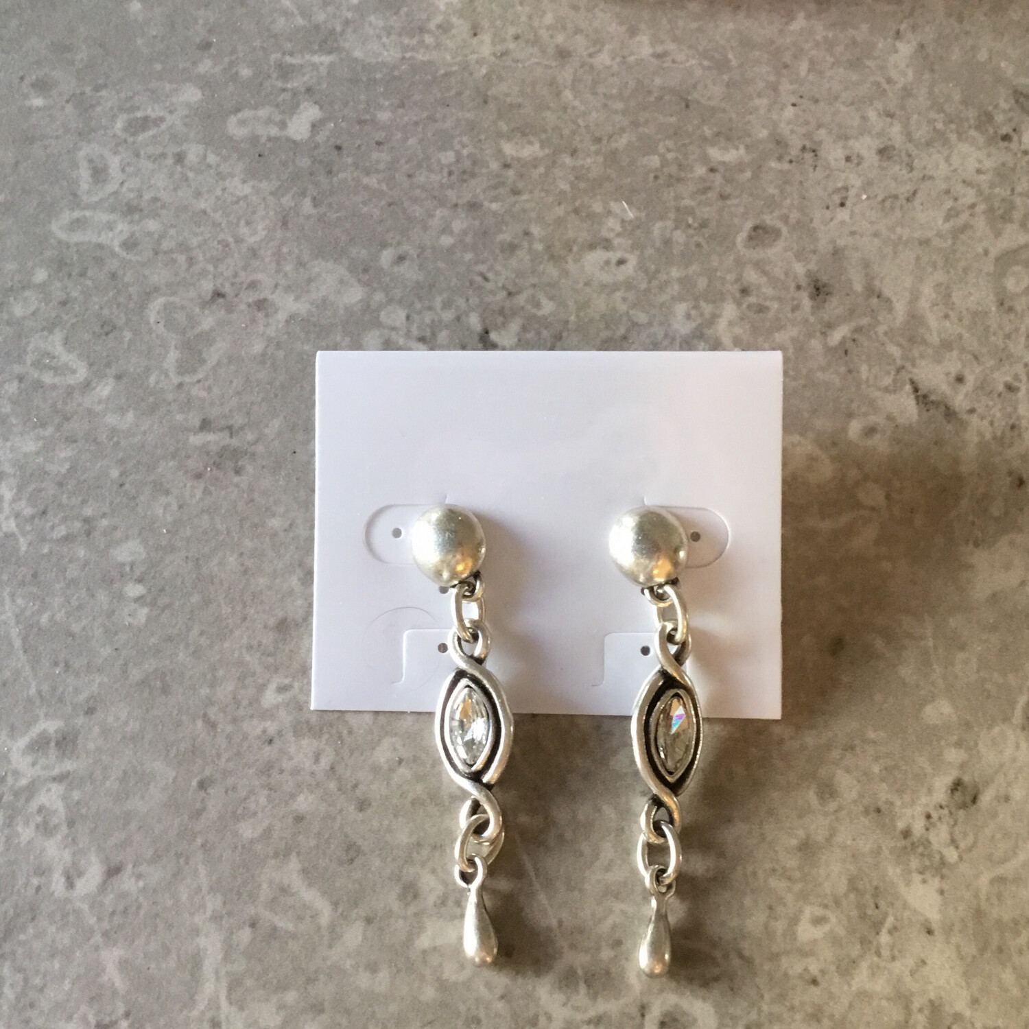 Handmade Pewter Earrings With Clear Crystal