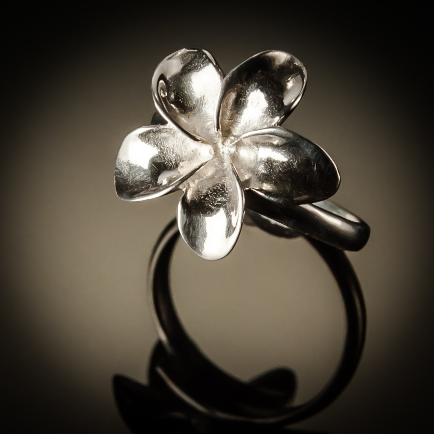 Frangipani Flower Sterling Silver Ring