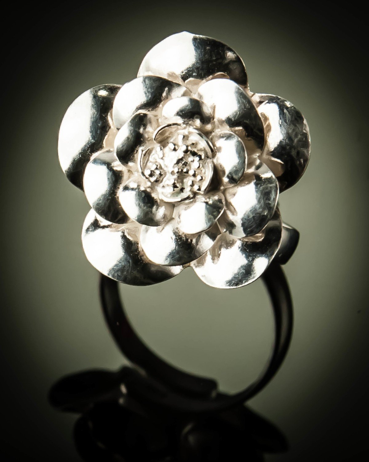 Sterling Silver Rose Flower Free Size Ring