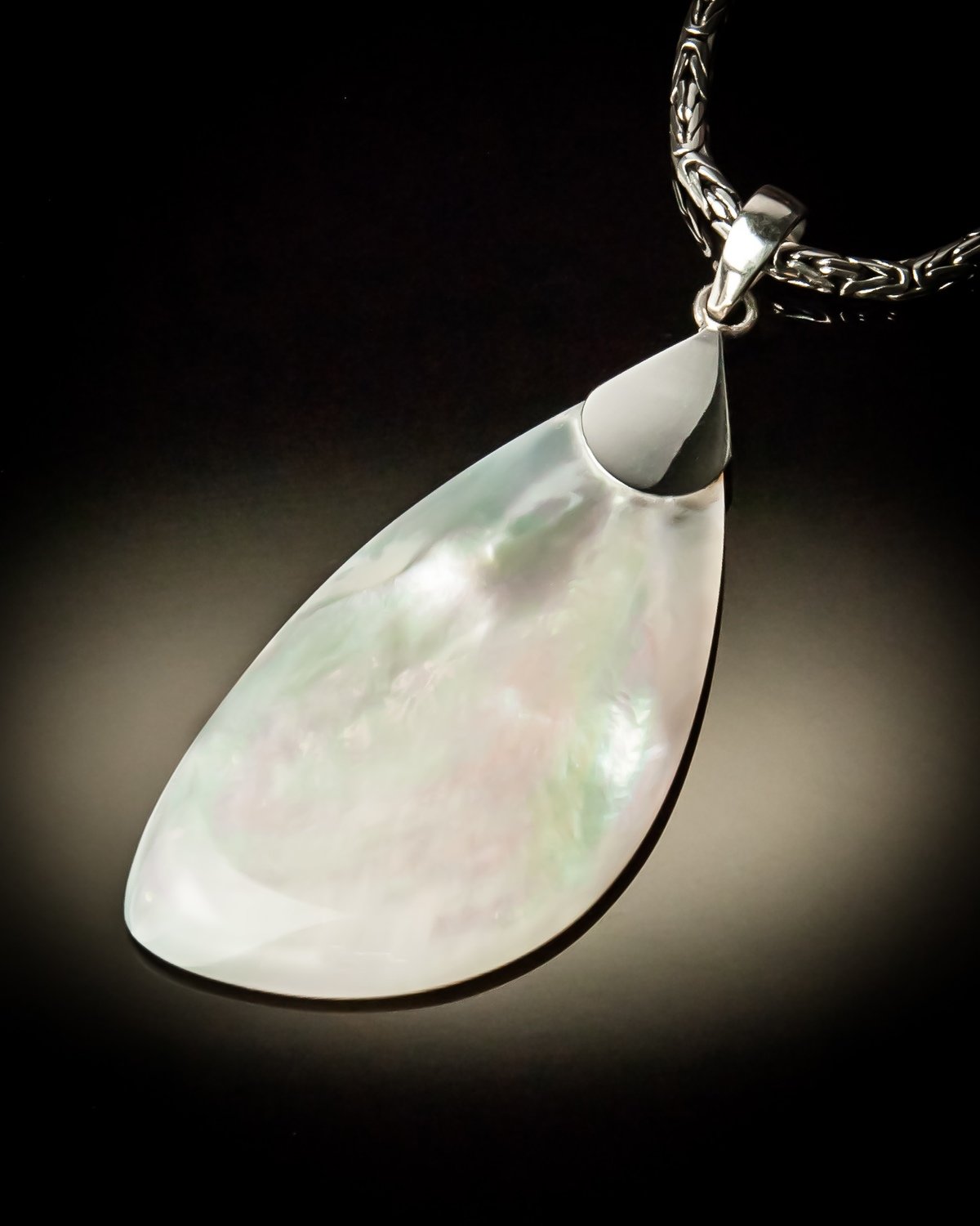 Mother of Pearl Angled Sterling Silver Pendant