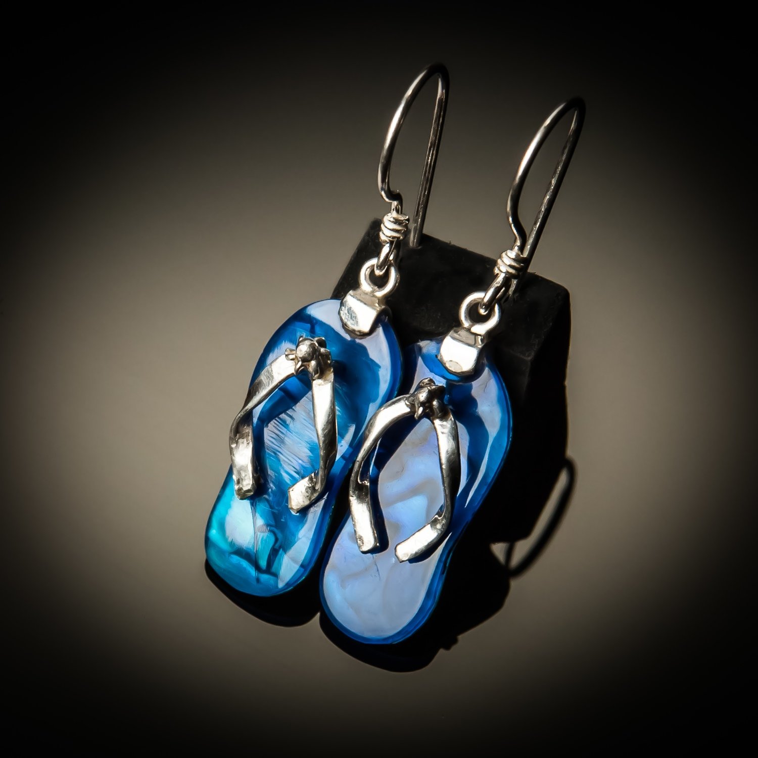 Blue Abalone Sterling Silver Flip-Flop Earrings