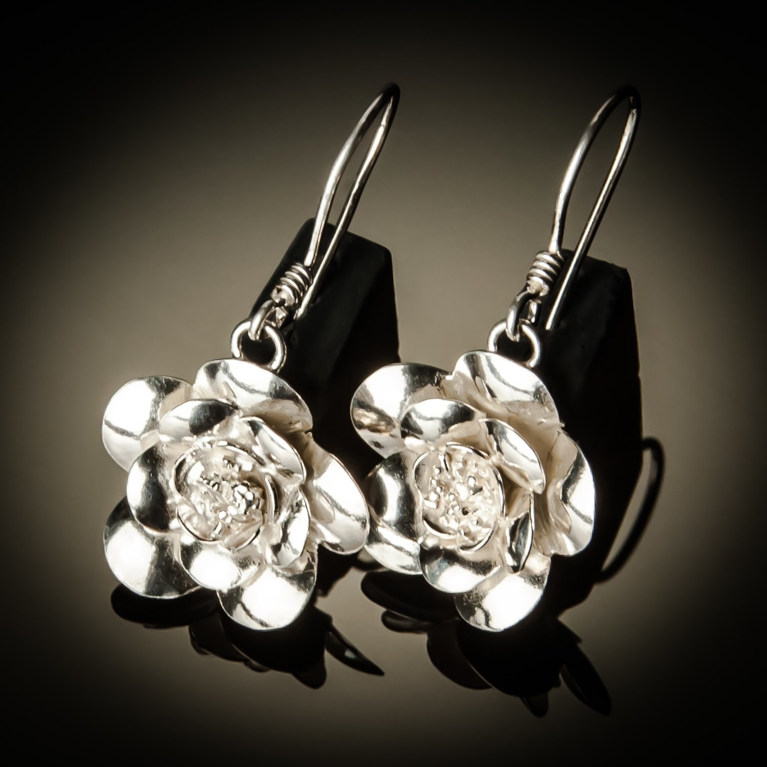 Sterling Silver Rose Earrings