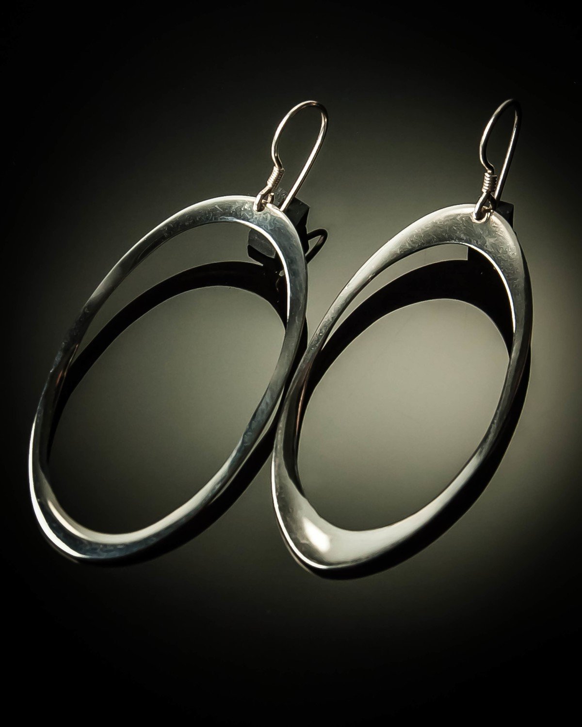 Oval Sterling Silver Earrings- Large