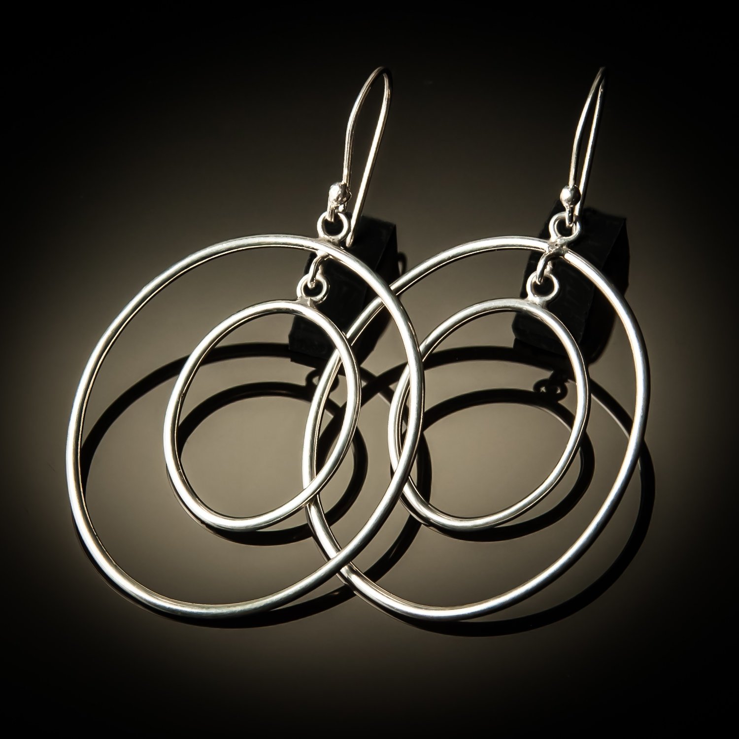 Double Hoop Oval Sterling Silver Earrings