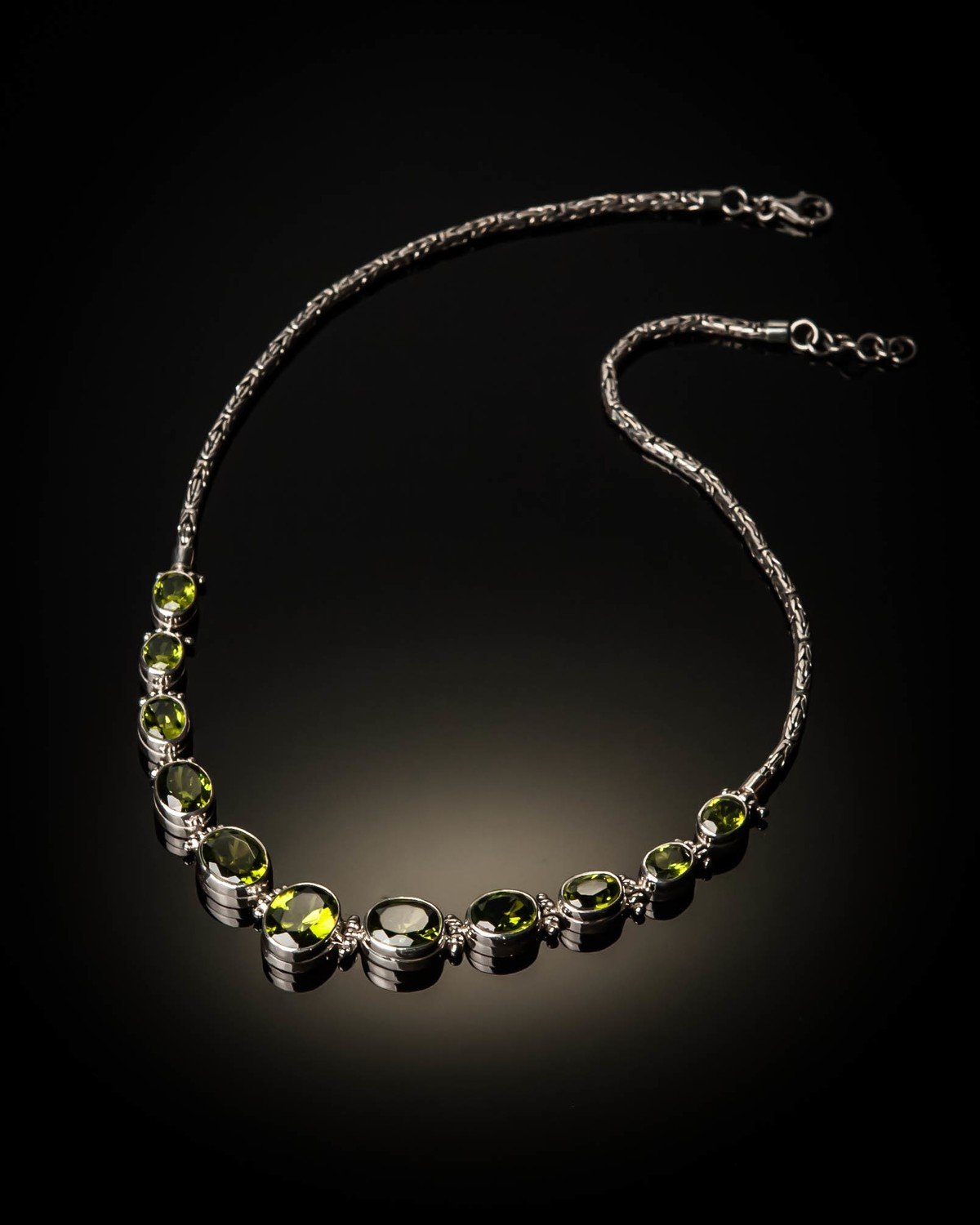 Sterling Silver Natural Peridot Necklace