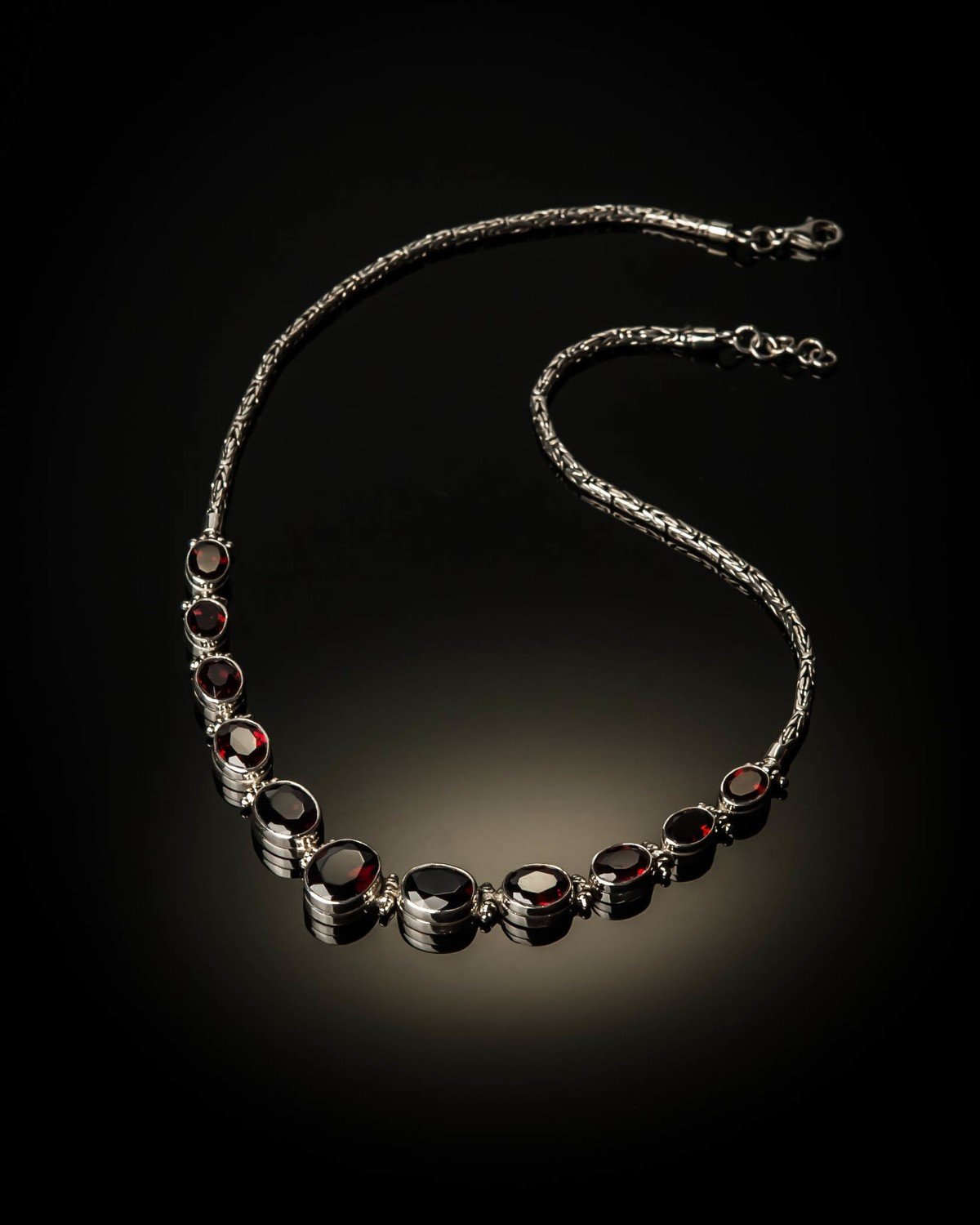 Sterling Silver Natural Garnet Necklace