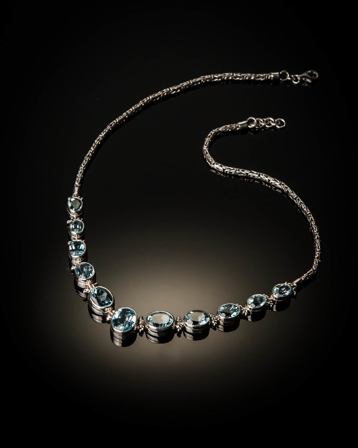 Sterling Silver Natural Blue Topaz Necklace