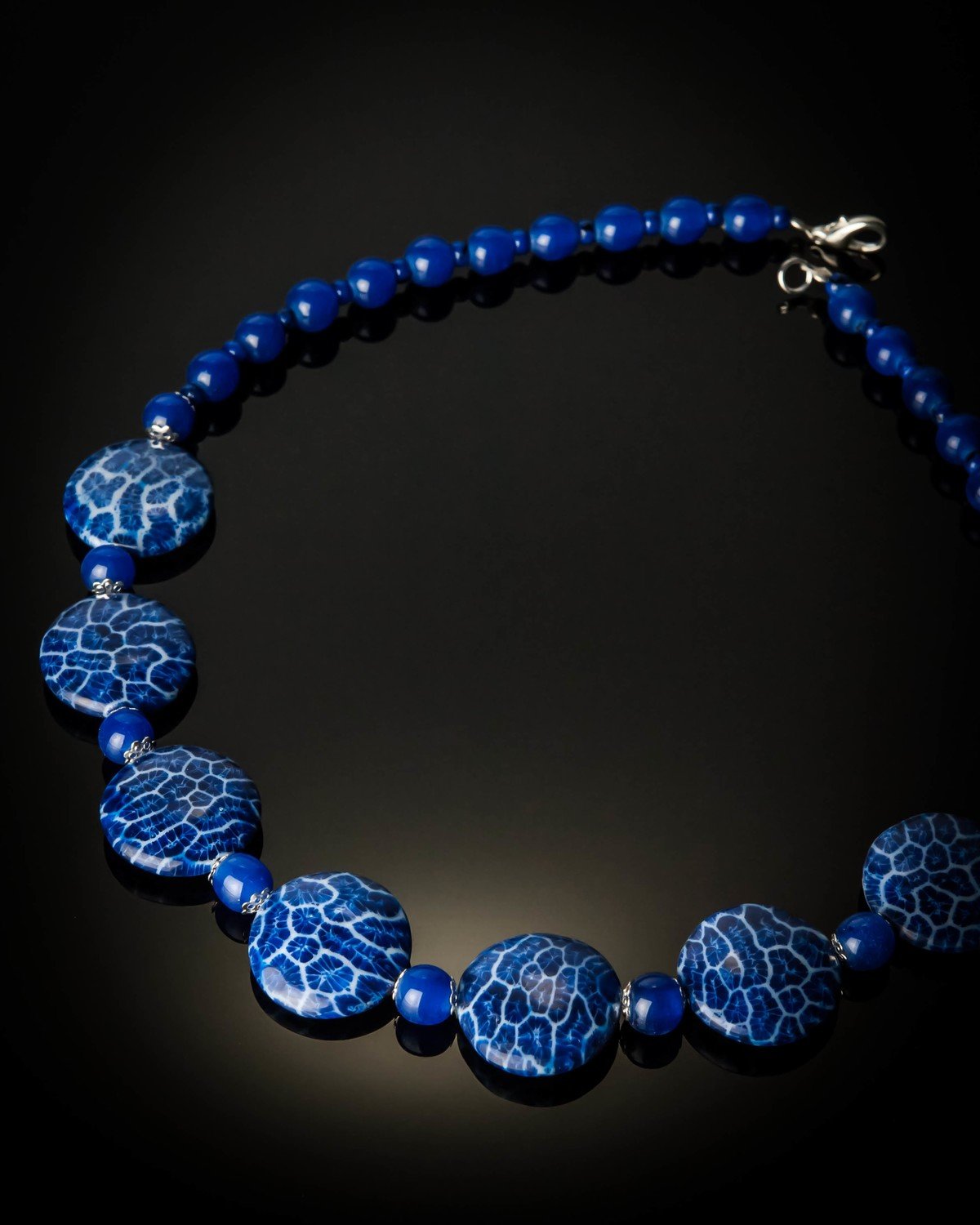 Blue Coral Blue Glass Beads Necklace