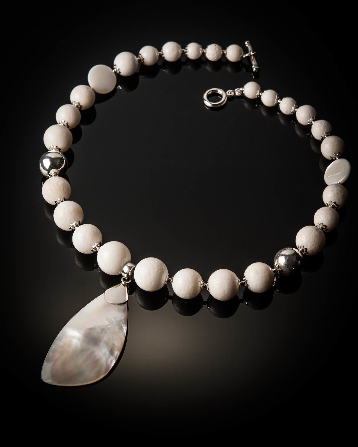 White Coral with Mother of Pearl Necklace