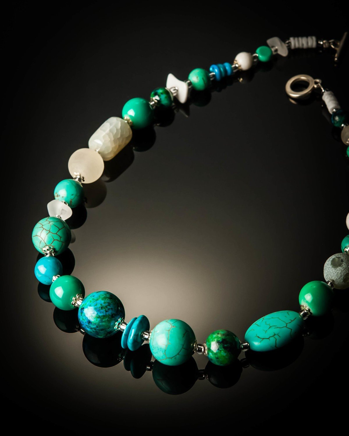 Turquoise Chrysocolla Azurite with Crystal Necklace