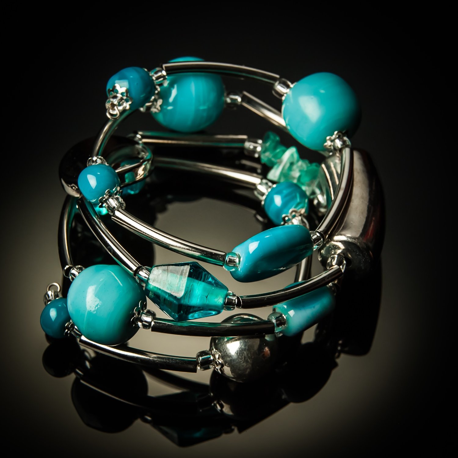 Light Blue Glass Twist Bracelet