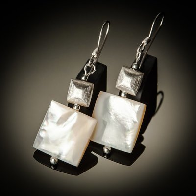 Mother of Pearl Square with SS Square Earrings