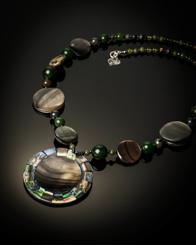 Gray Mother of Pearl with Abalone Necklace