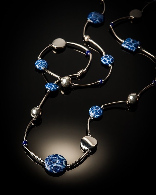 Blue Coral Stainless Steel Necklace