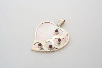 Mother of Pearl Heart Garnet Sterling Silver