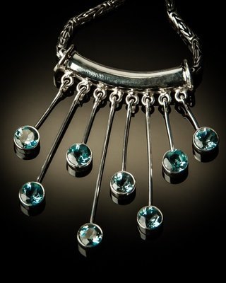 Sterling Silver Blue Topaz Drop Pendant