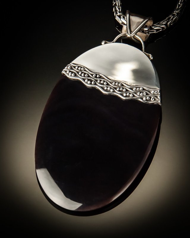 Brown Shell Laced Sterling Silver Pendant