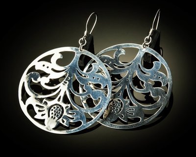 Large Round Sterling Silver Cutout Earrings