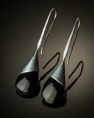 Long Handmade Teardrop Sterling Silver Earrings