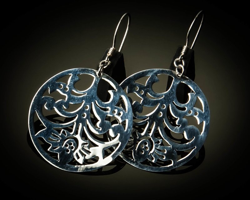 Round Sterling Silver Cutout Earrings Small