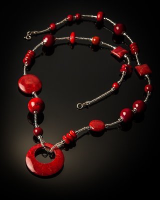 Red Coral Round Pendant Red Coral Beads