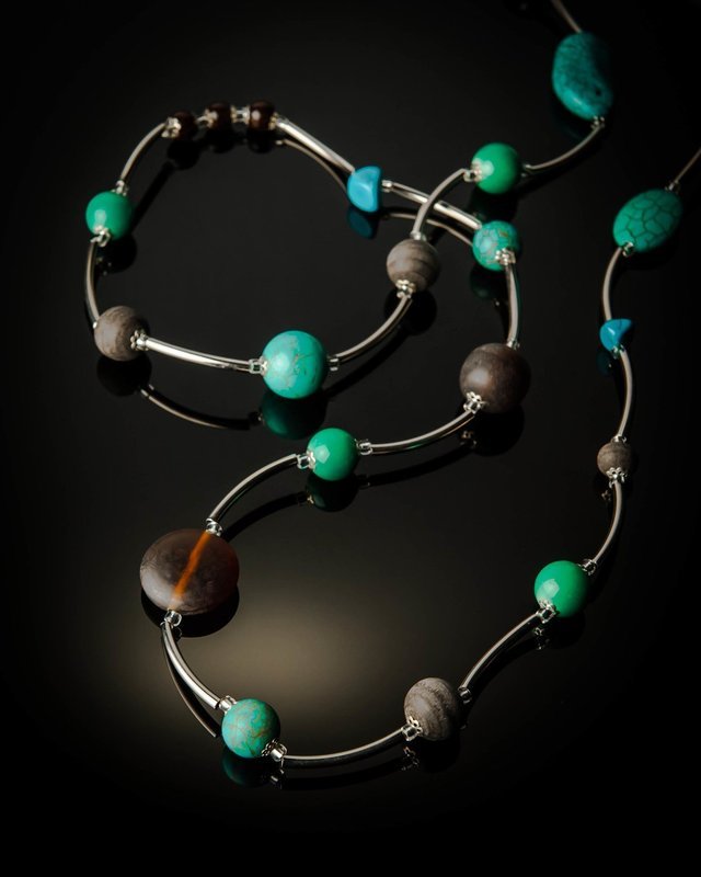 Turquoise Brown Long Necklace