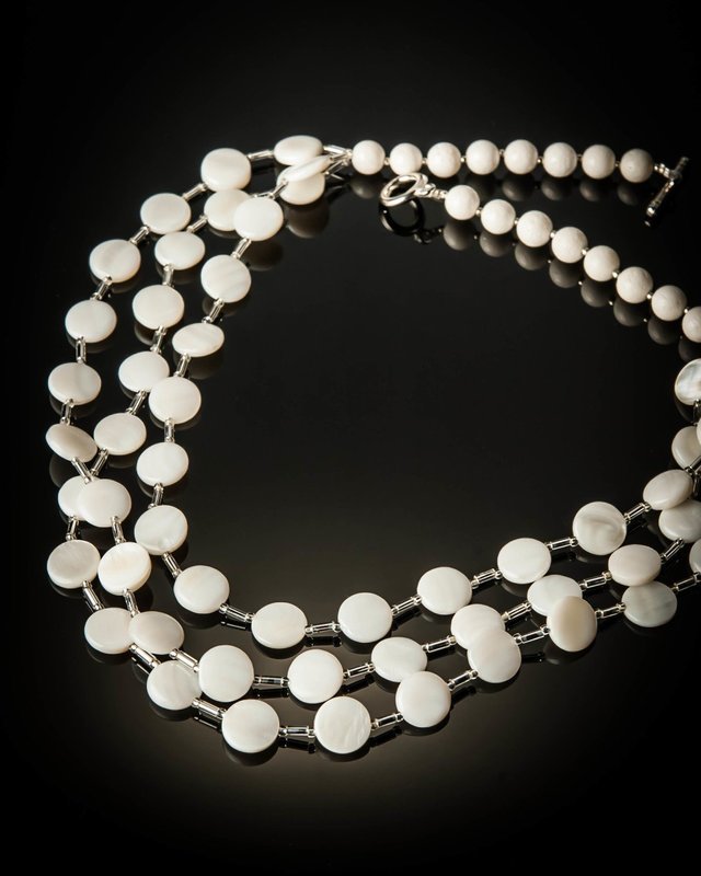 Mother of Pearl Layered with White Coral Necklace