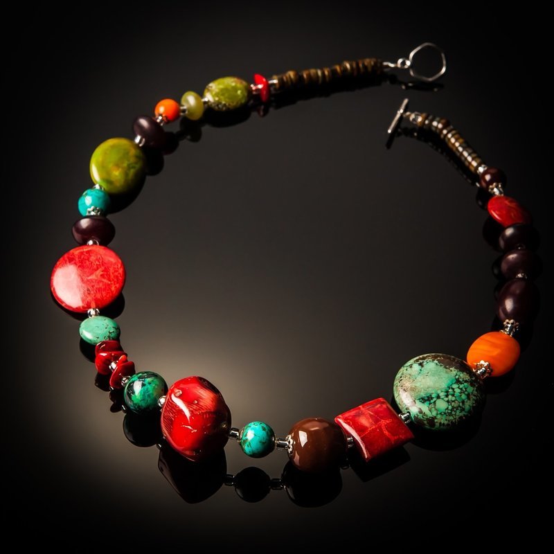 Red Coral Turquoise Necklace