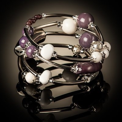 Purple White Coral Twist Bracel