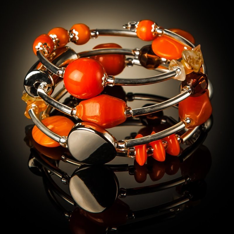 Orange Glass Twist Bracelet
