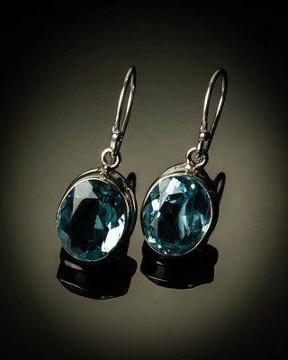Sterling Silver Natural Blue Topaz Earrings