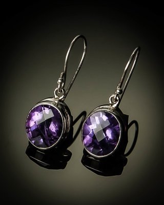 Sterling Silver Natural Amethyst Earrings