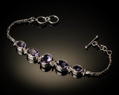 Sterling Silver Natural Amethyst Bracelet