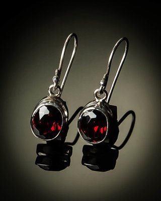 Sterling Silver Natural Garnet Earrings