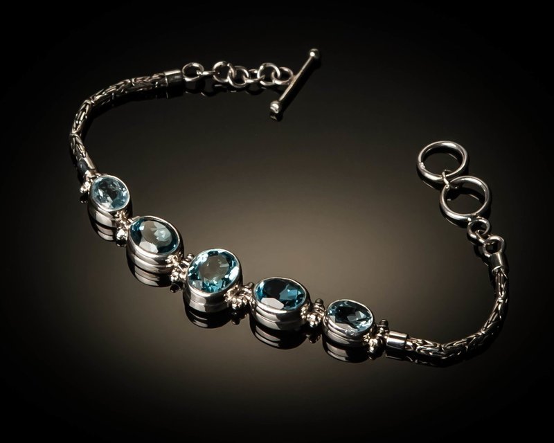 Sterling Silver Natural Blue Topaz Bracelet