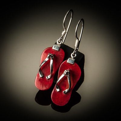 Red Coral Flip Flop Earrings