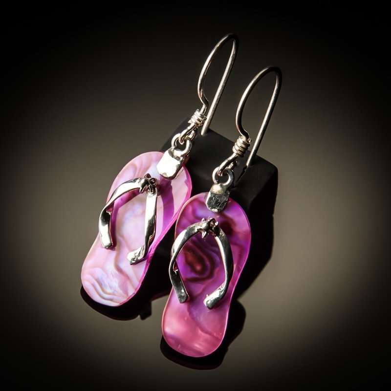 Pink Abalone Sterling Silver Earrings