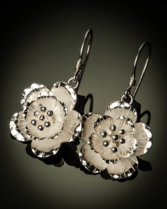 Sterling Silver Hibiscus Earrings