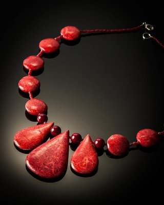 Red Coral Teardrop Necklace