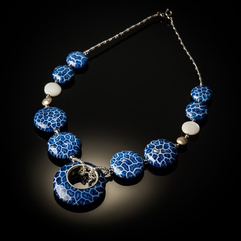 Blue Coral Sterling Silver Necklace