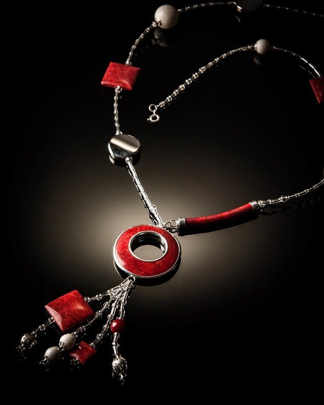 Red Coral Sterling Silver and White Coral