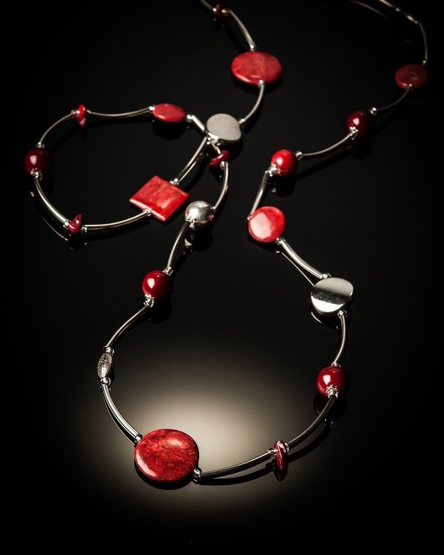 Red Coral Stainless Steel Necklace