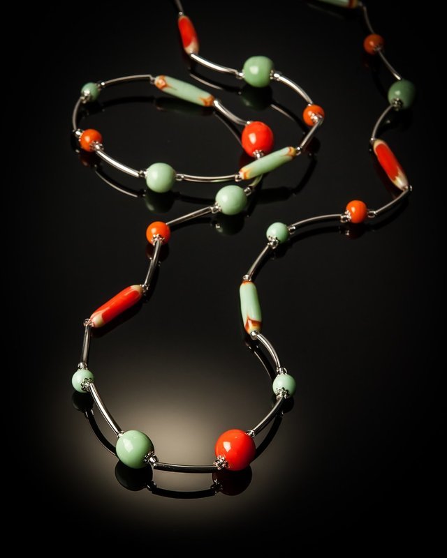 Orange Lombok Stainless Steel Necklace