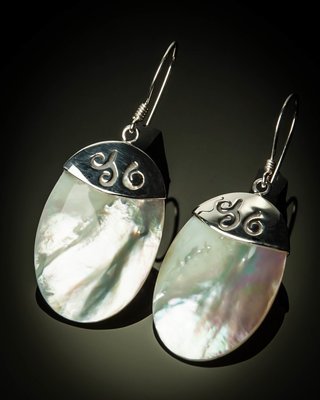 Mother of Pearl Oval Sterling Silver Earrings