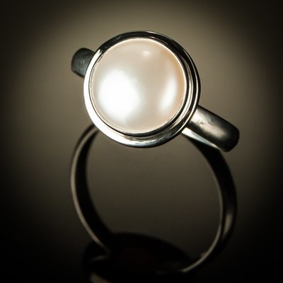 White Mabe Pearl Sterling Silver Ring