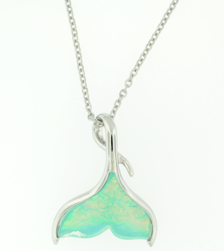 Whale Tail Iridescent Pendant